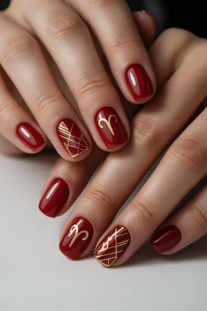 Aries Nail Designs 16 15. Aries Nail Designs Square — Geometric Zodiac