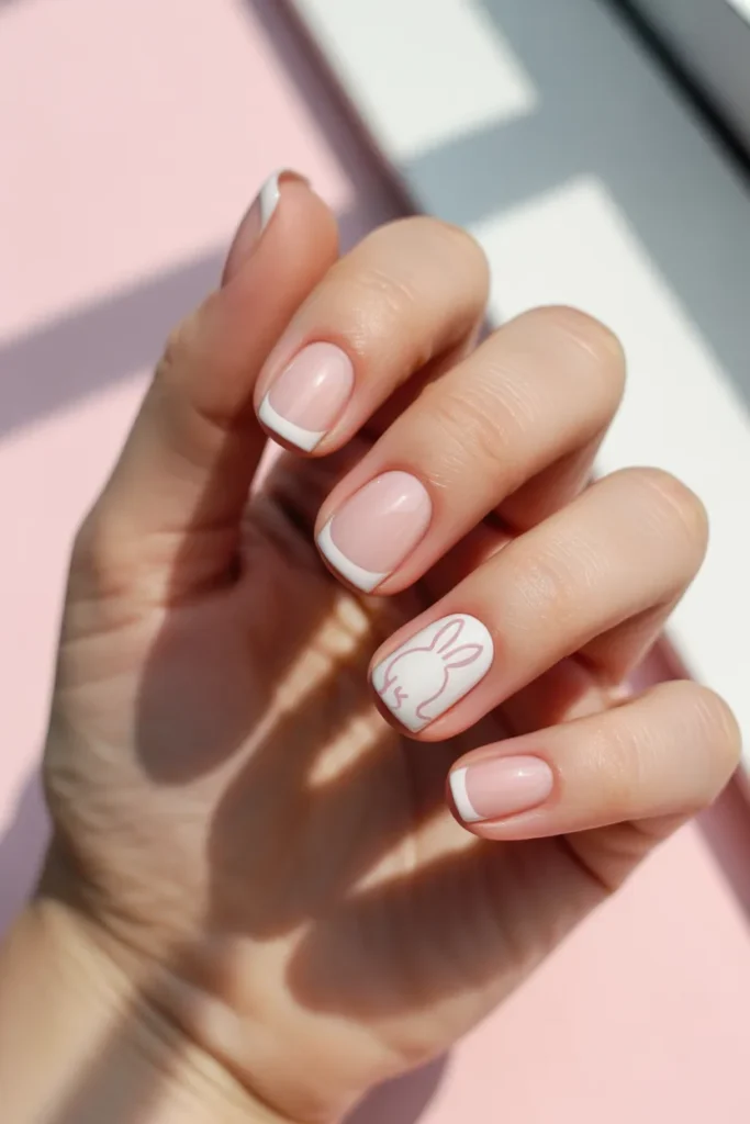 15. Blush Pink French Tip Square Nails