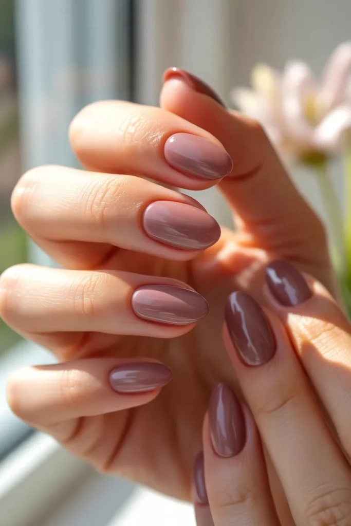 15. Dusty Rose Oval Gel Nails