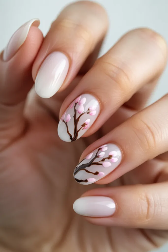 15. Floral Spring Nails — Cherry Blossom Design