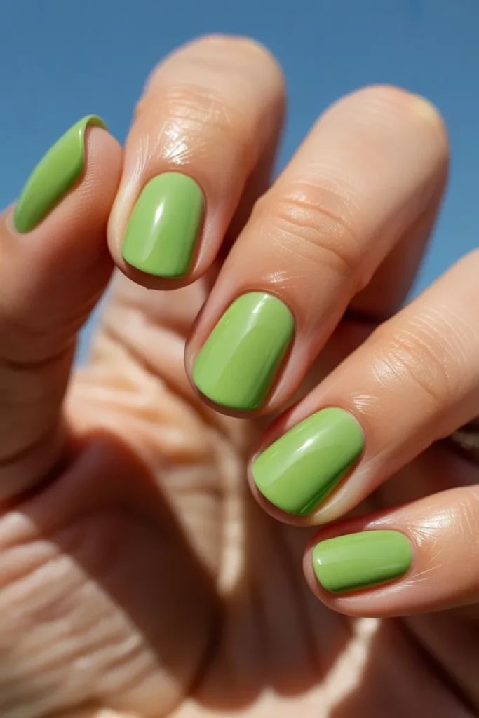 15. Lime Green Short Nails