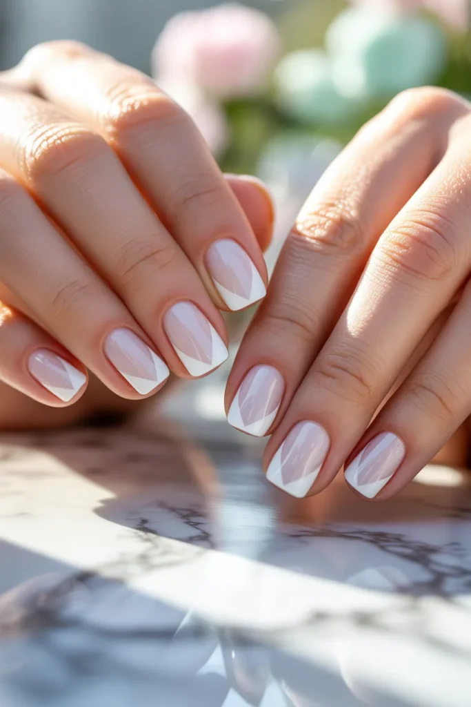 15. Spring White Nail Designs — Negative Space Art