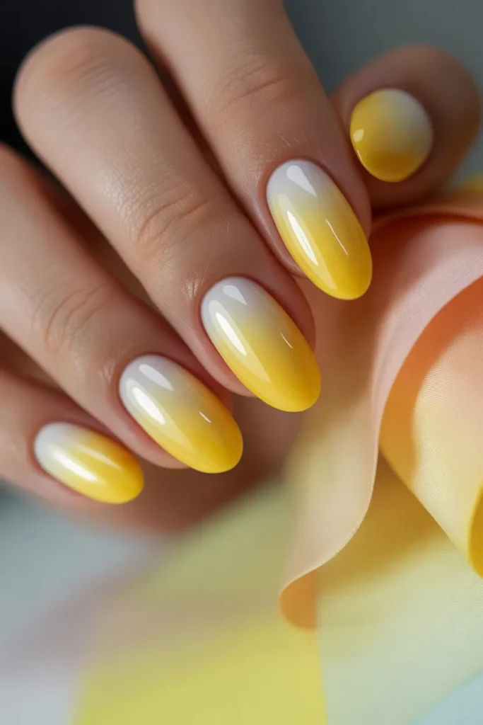 15. Yellow Easter Nails — Spring Ombre