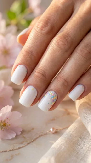 Easter Gel Nails 16 15.Simple White Easter Gel Nails