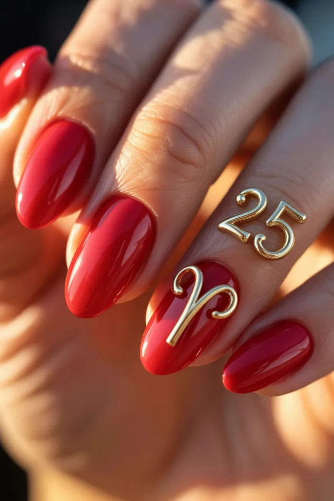 16. Birthday Acrylic Nails Aries or Milestone Text