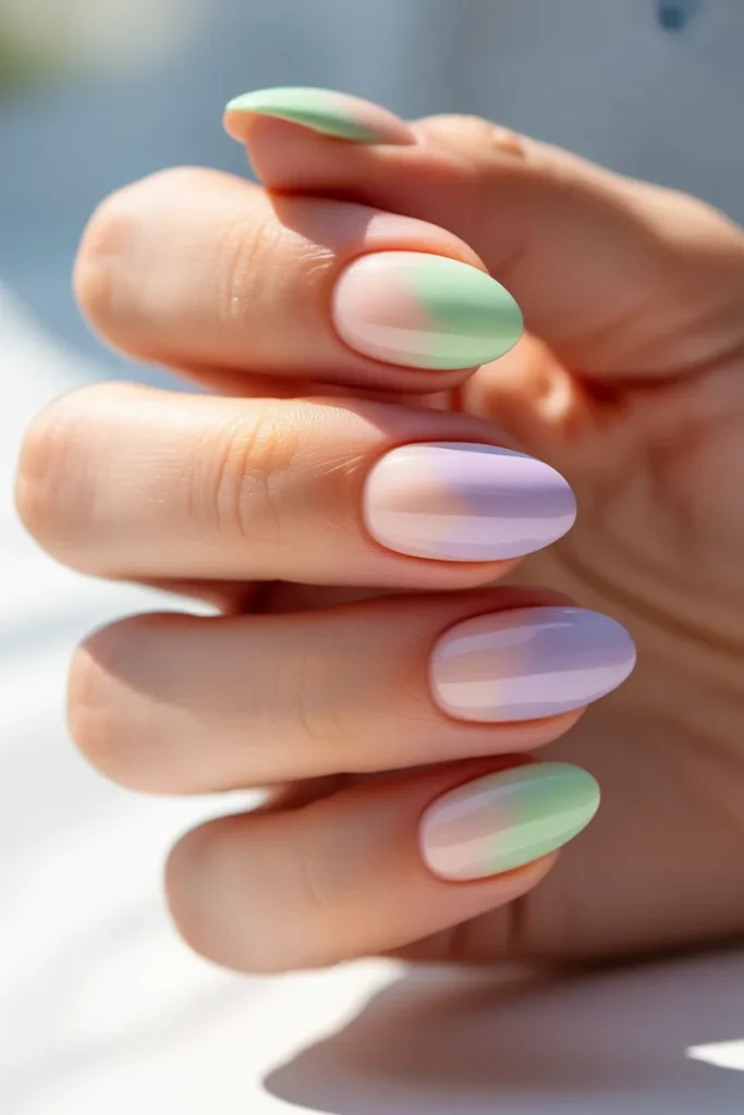 16. Easter Egg Nails — Ombre Pastel Egg Effect