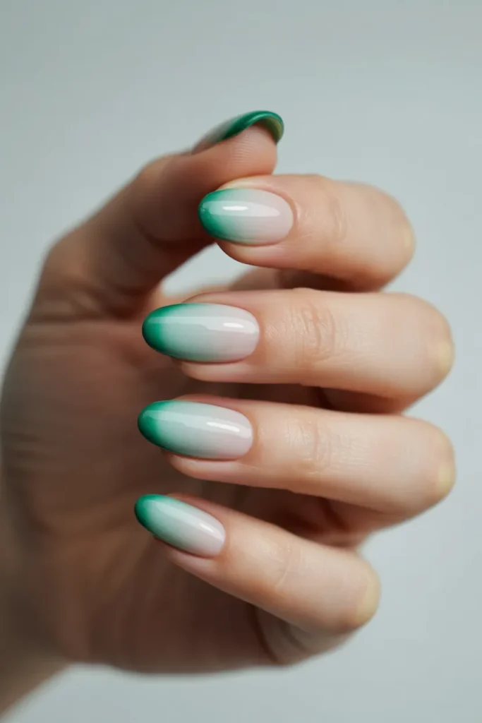 16. Green French Ombre Baby Boomer