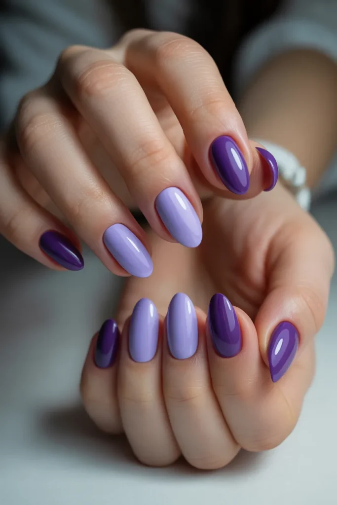 16. Lavender and Purple April Nails