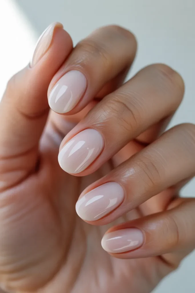 16. Subtle Spring Gel Nails — Sheer White Glaze