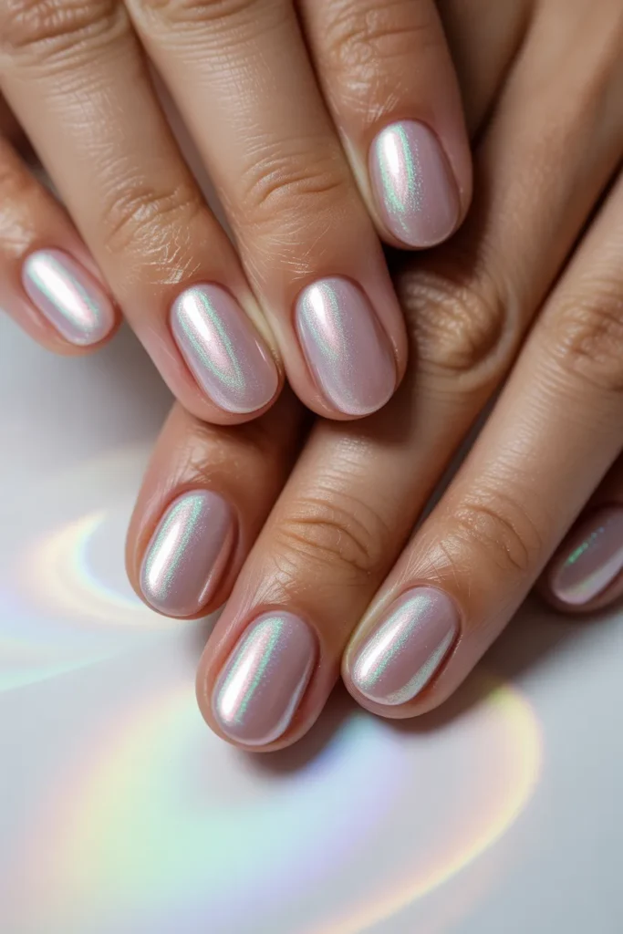 16. Trendy Short Nails 2026 — Glazed Doughnut Spring Style