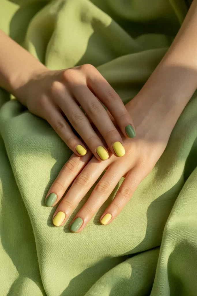 16. Yellow and Green Spring Nails — Botanical Duo