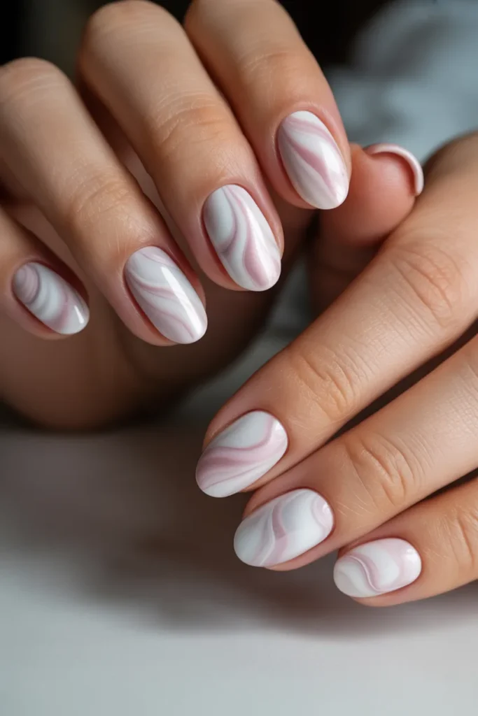 17. Easter Egg Nails — Marble Effect Spring Design