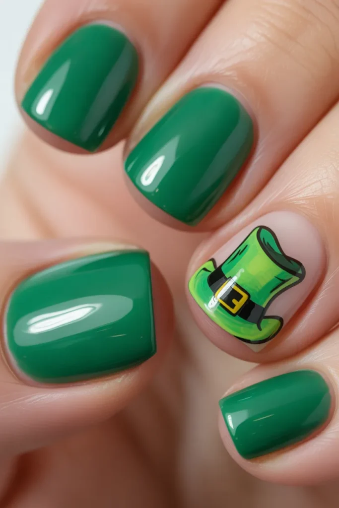 17. Leprechaun Hat Accent Nail