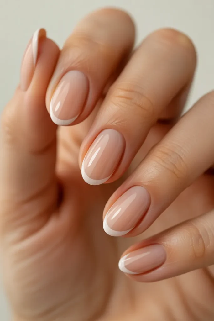 17. Nude and White Micro French Tips