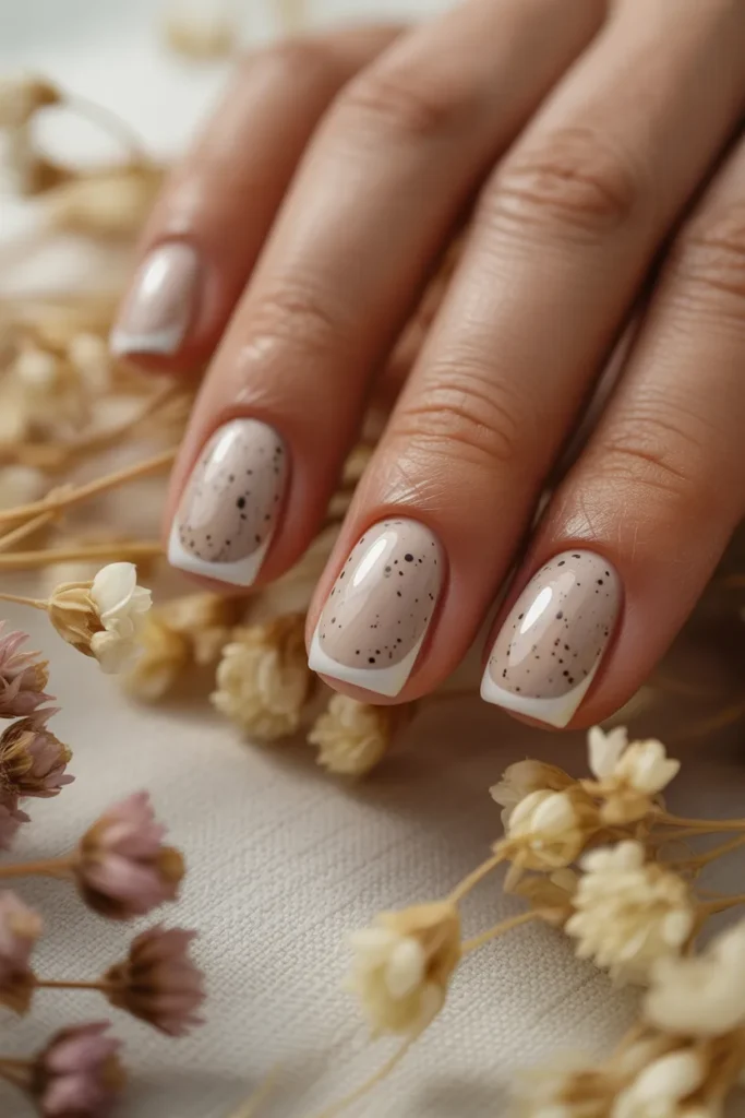 17. Speckled Egg Base with White French Tips