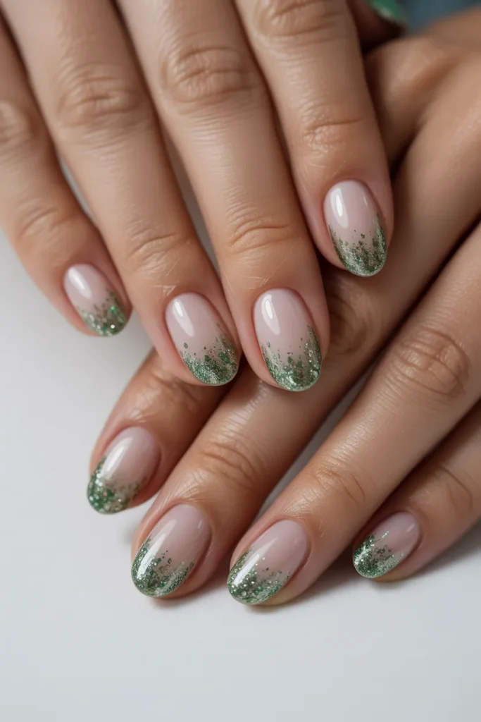 17. Subtle Glitter Green Ombre
