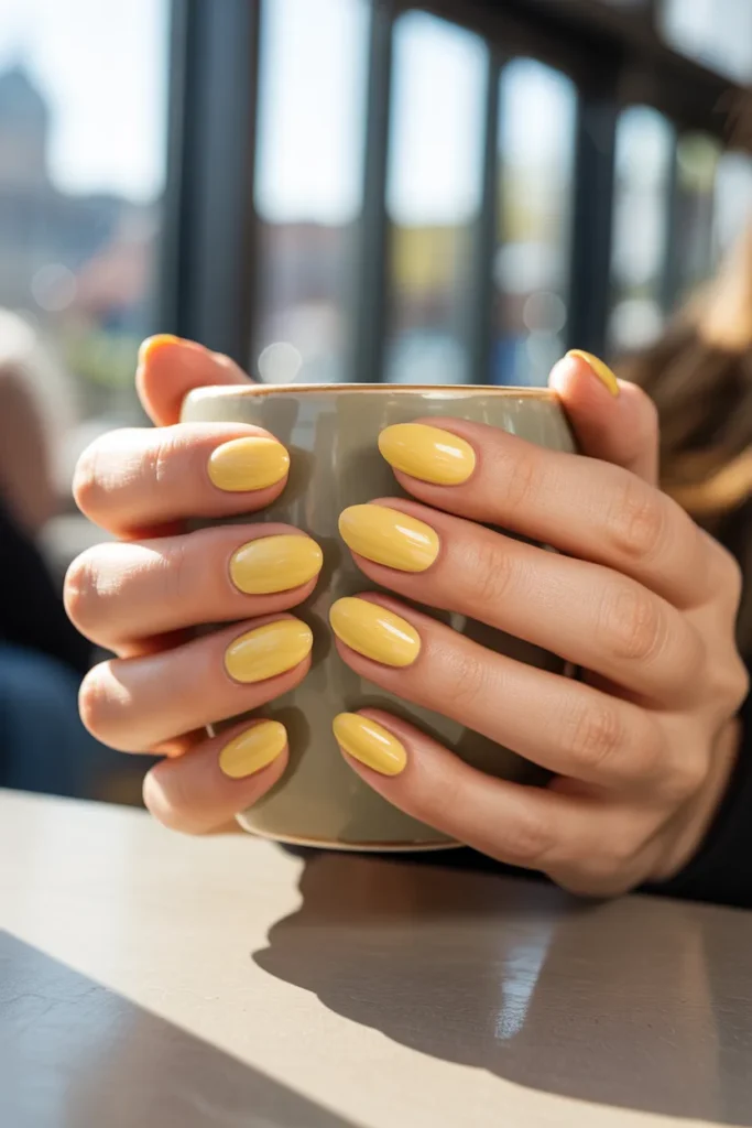 17. Yellow Spring Nails 2026 — Glazed Butter Finish