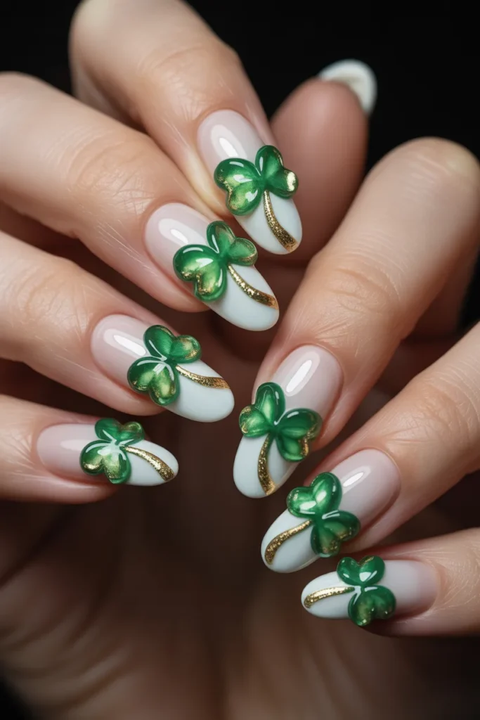 18. 3D Shamrock Nail Art