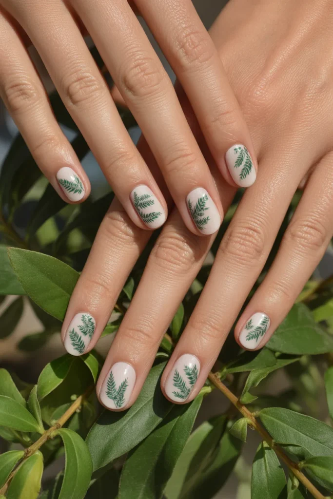 18. Botanical Fern Leaf Nails