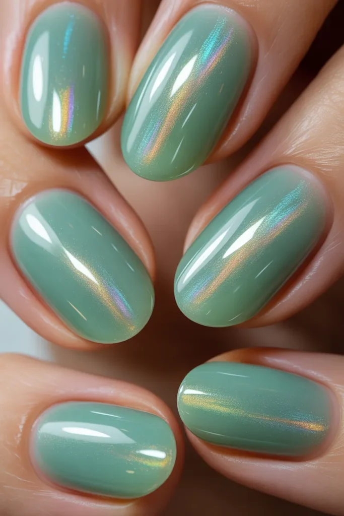 18. Jade Green Glazed Doughnut Nails
