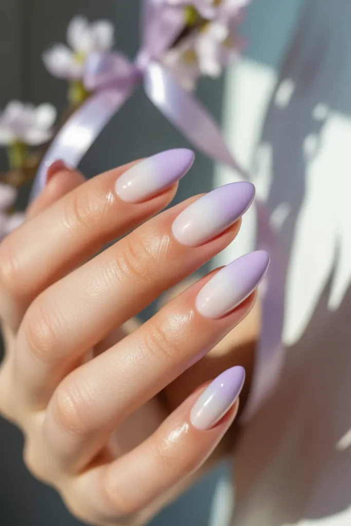 18. Pastel Easter Nails Almond — Ombre Lavender