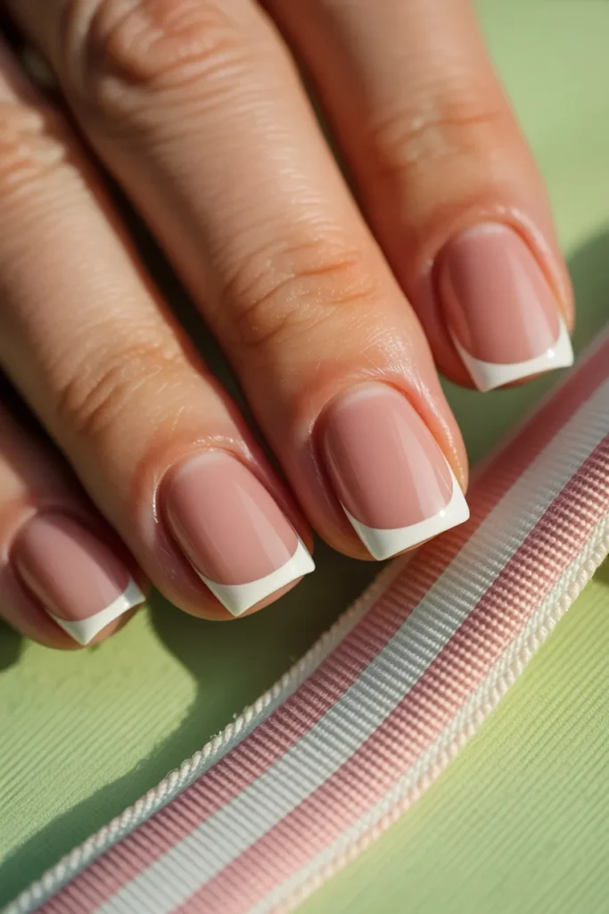 18. Pink White Preppy French — Short Square Done Right