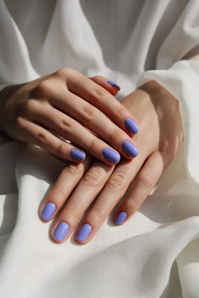 18. Short Square Spring Nails — Periwinkle Blue