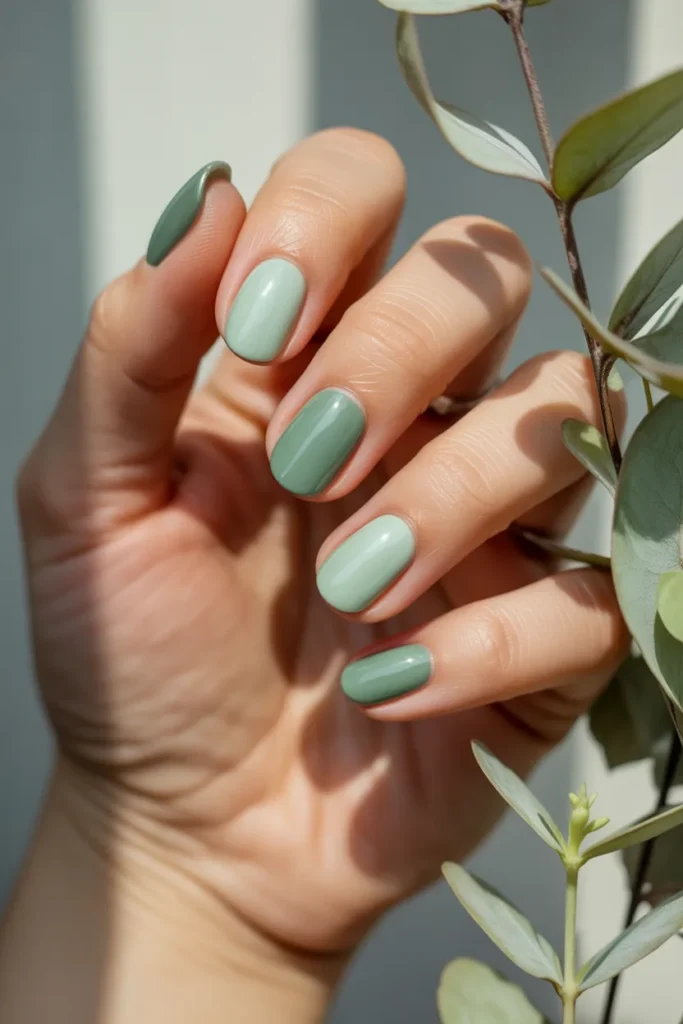 18. Soft Green April Nails — Mint and Sage