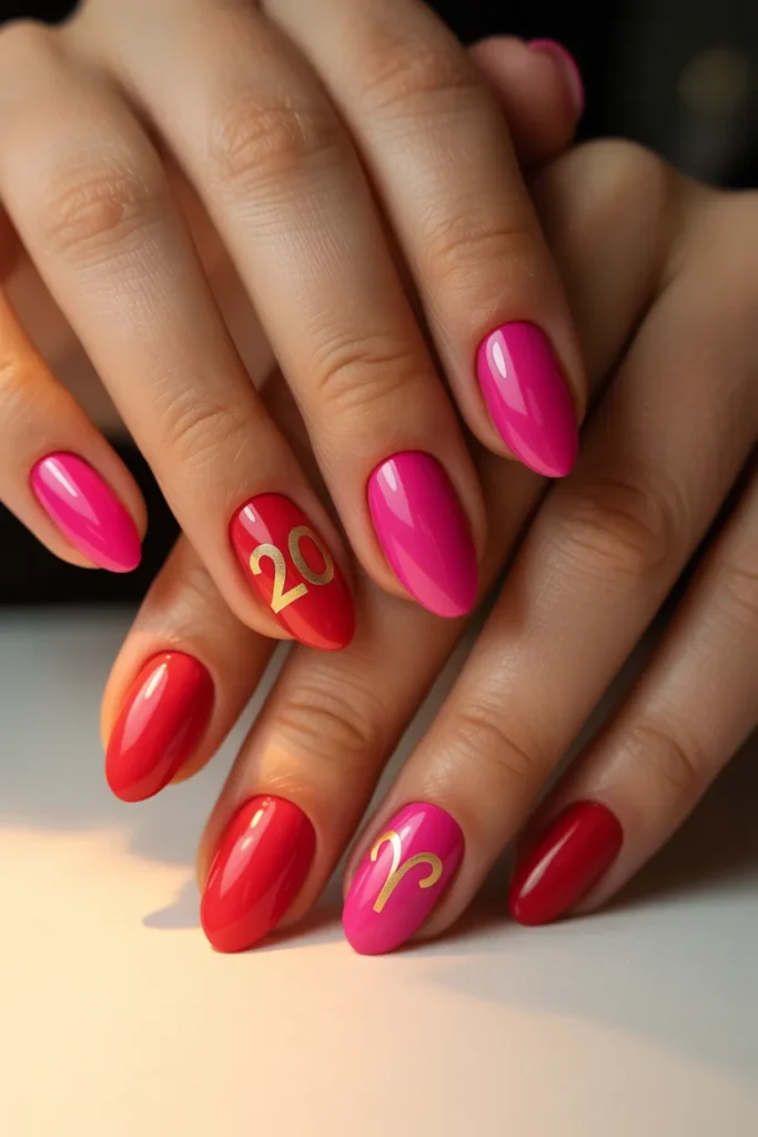 Aries Nail Designs 20 19. 20th Birthday Nail Ideas Aries — Pink and Red