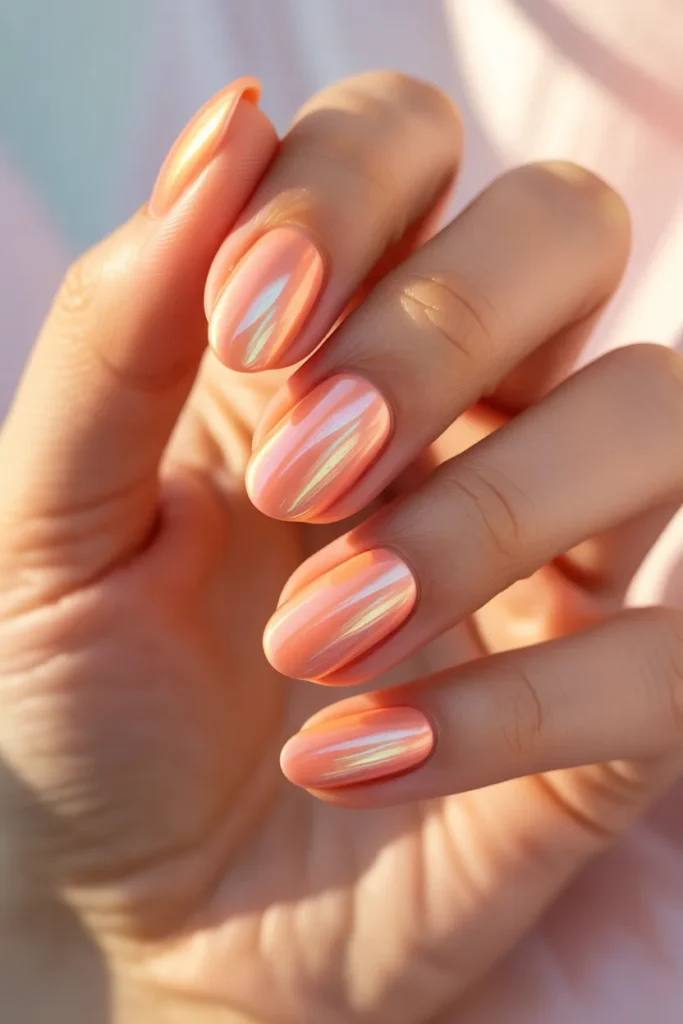 19. Glazed Donut Nails in Peachy Pink