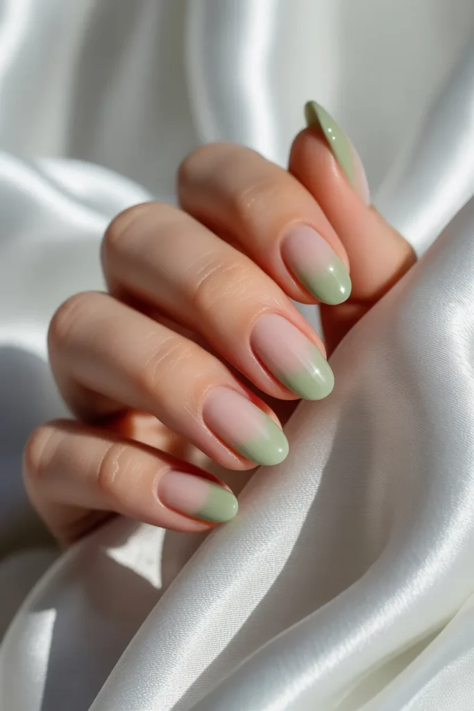 19. Green French Ombre Baby Boomer with Green