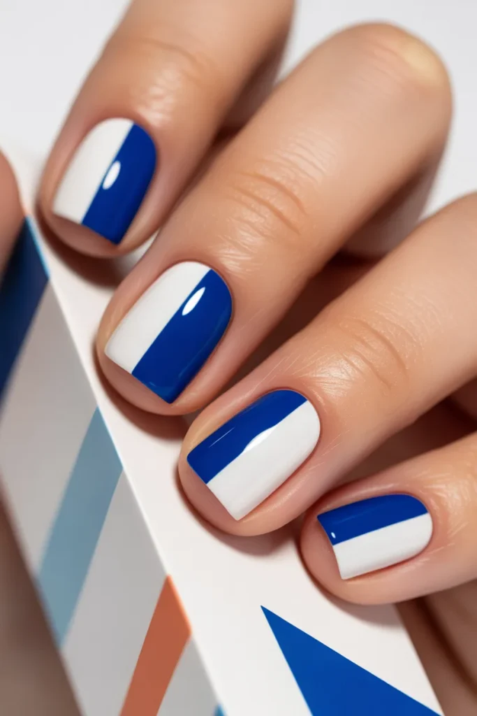 19. Nail Pops — Simple Bold Colour Block Spring Nails