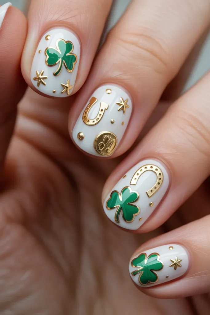 19. Shamrock Nails with Lucky Charm Details