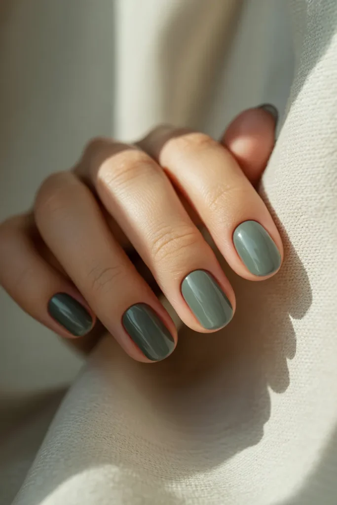 19. Simple Sage Green Nails