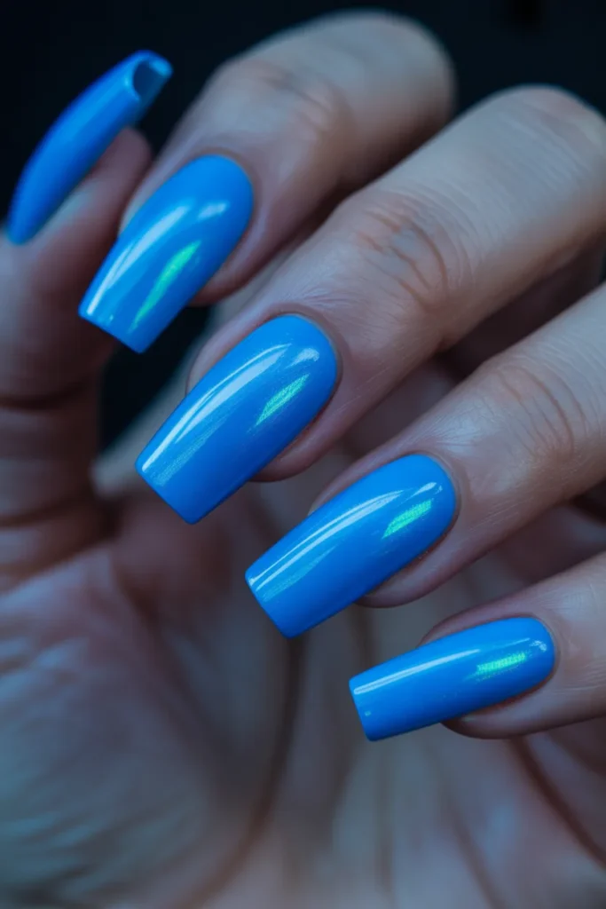19.Electric Blue Neon Nails