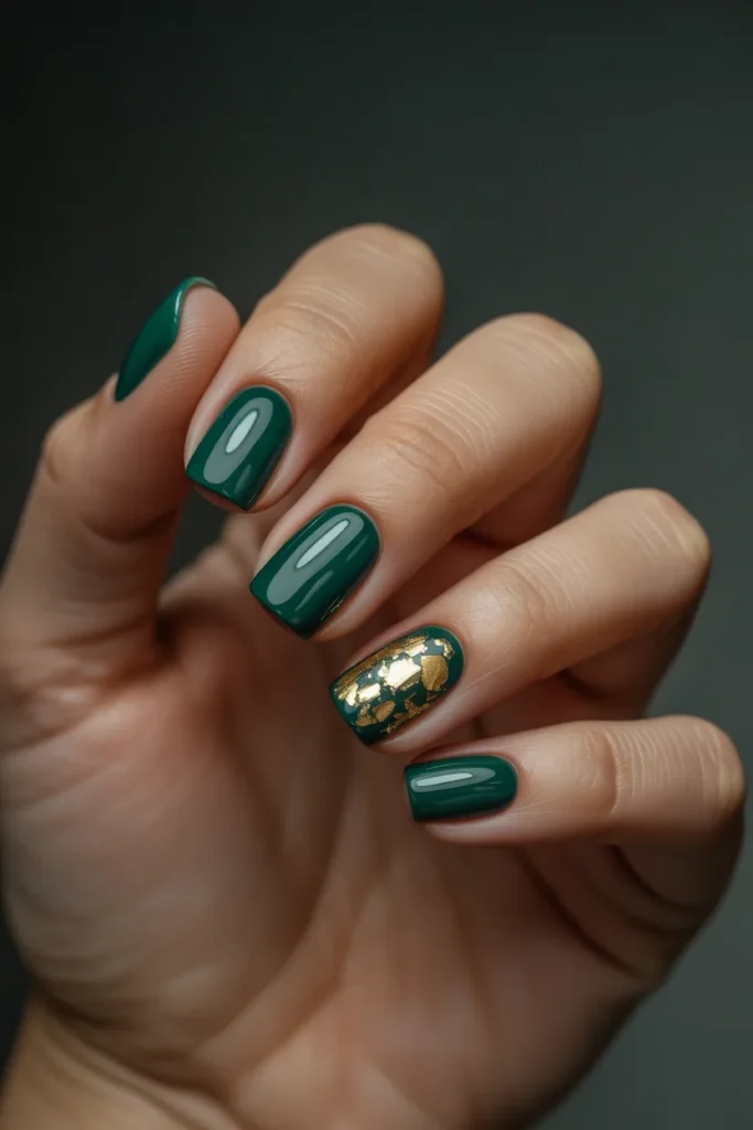 2. Gold Foil Accent on Forest Green