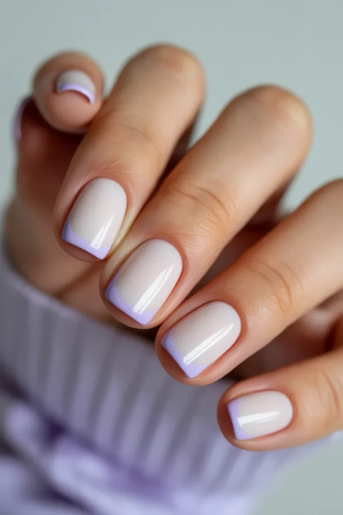 2. Lavender French Tip Square Nails