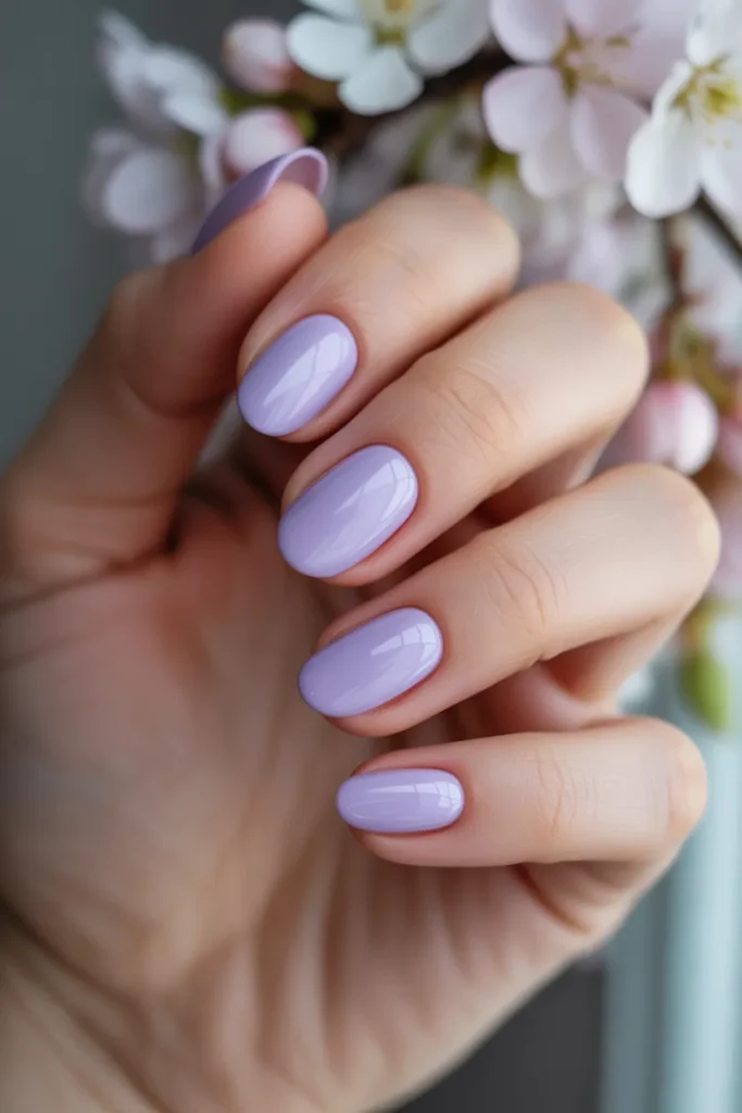 2. Lavender Pastel Almond Nails