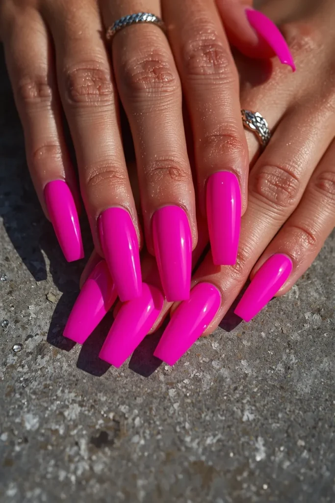 2. Neon Magenta Coffin — Unapologetically Bold