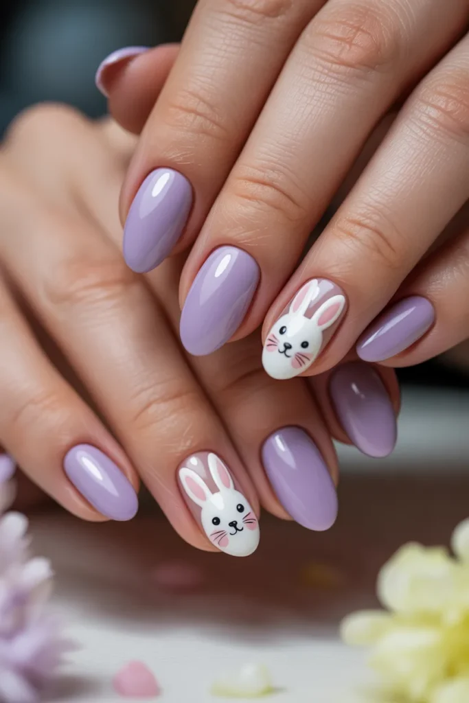 2. Pastel Bunny Nails — Cute Easter Accent