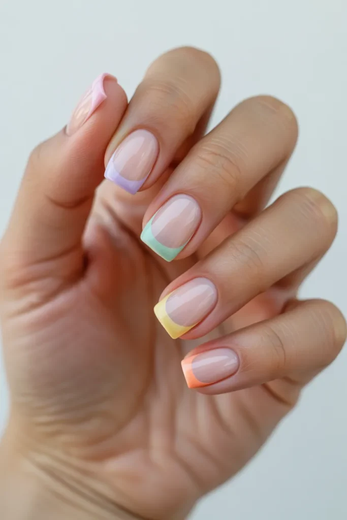 2. Pastel Rainbow French Tips