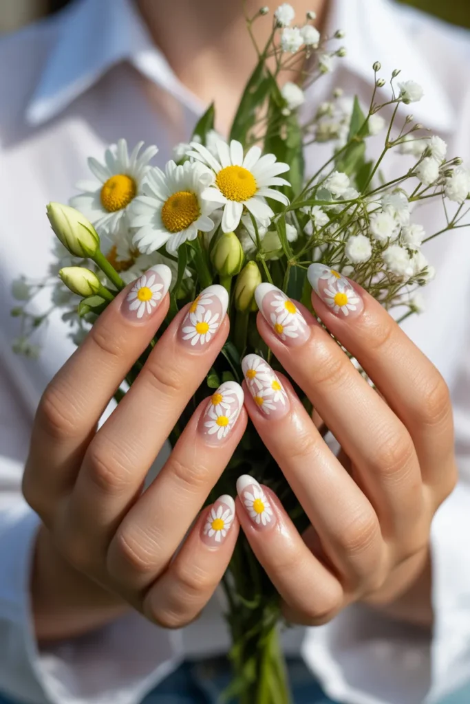 2. Yellow Daisy Nail Art — Springs Most Iconic Design