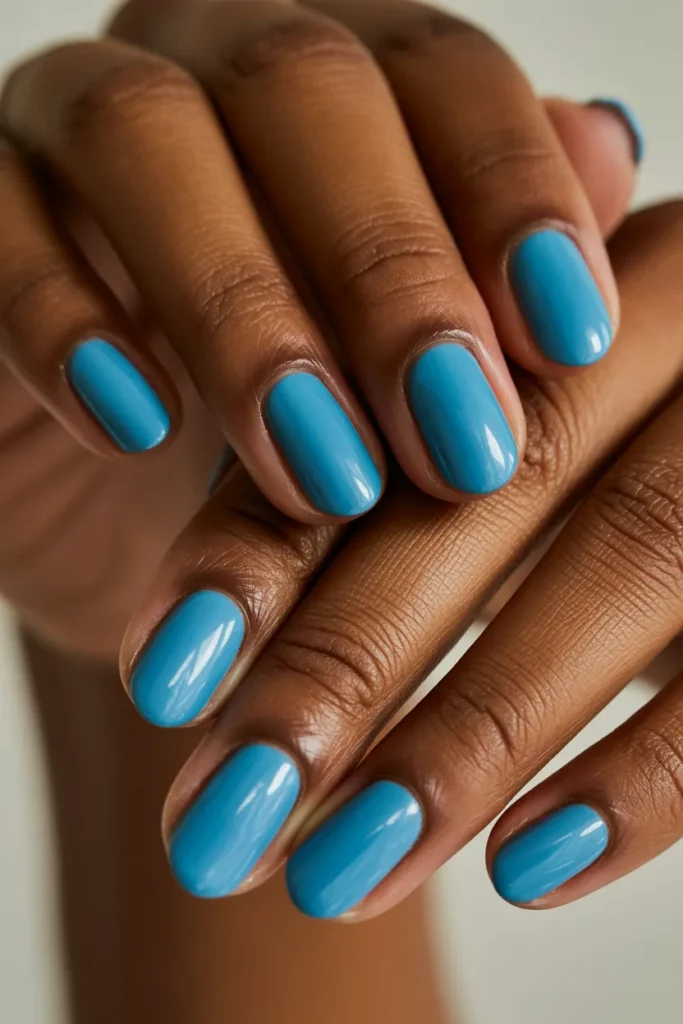 20. Light Blue Spring Nails by Skin Tone — Deep Skin