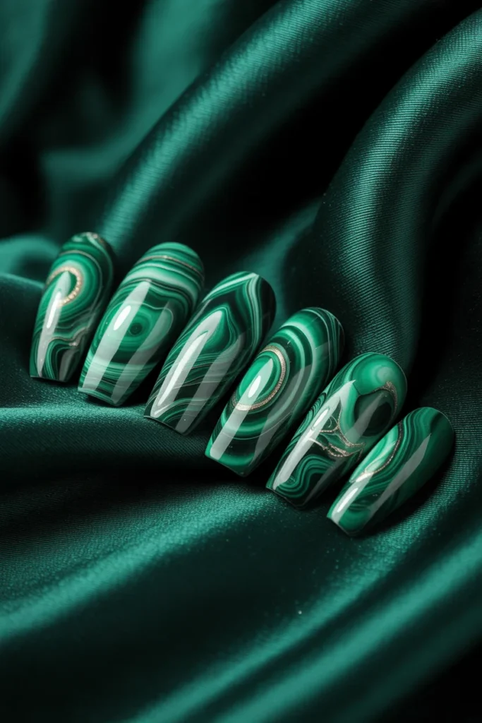 20. Malachite Nail Art