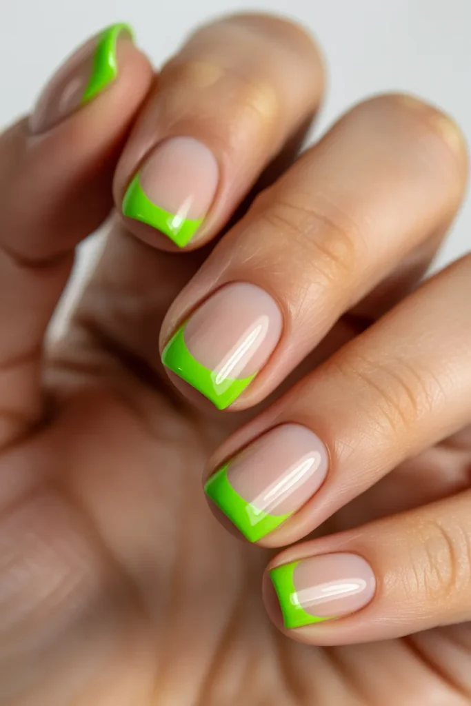 20. Neon Green Nail Tips