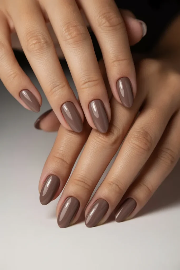 20. Neutral Taupe Almond Nails