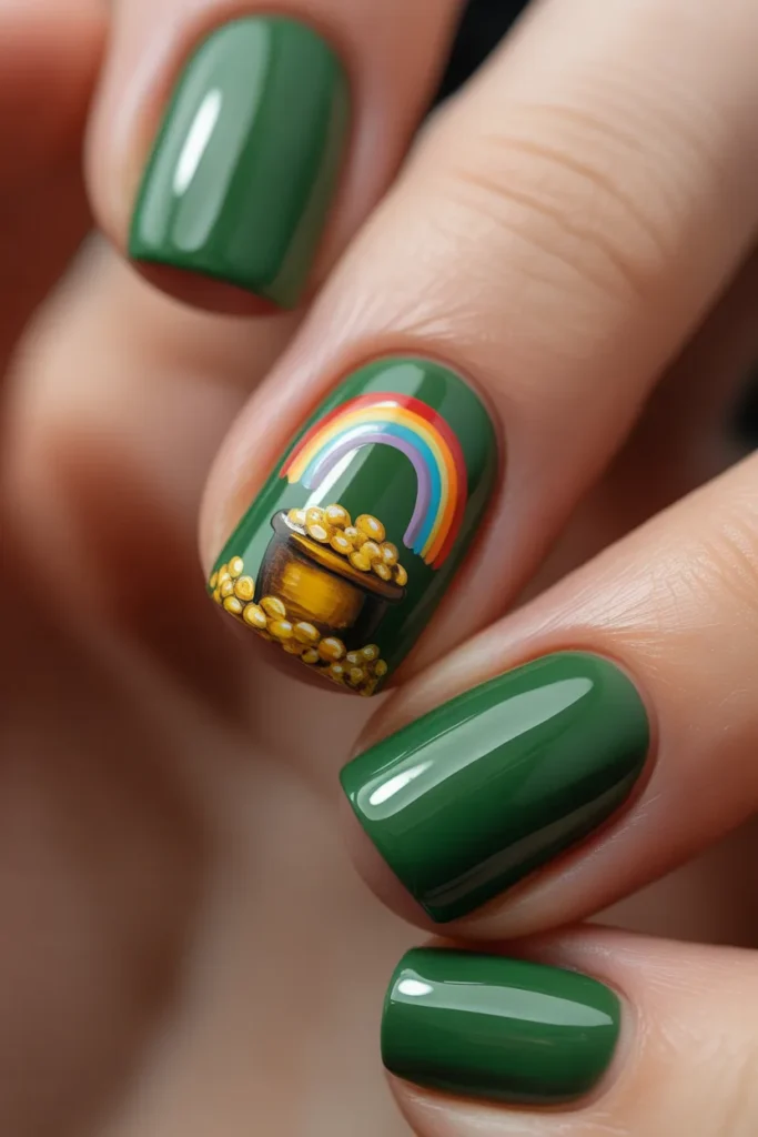 20. Pot of Gold Nail Art