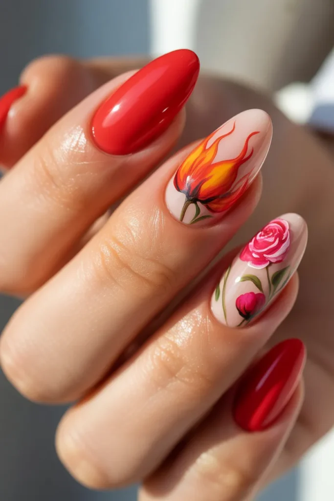 Aries Nail Designs 22 21. Aries Nail Ideas for March — Floral Fire Fusion
