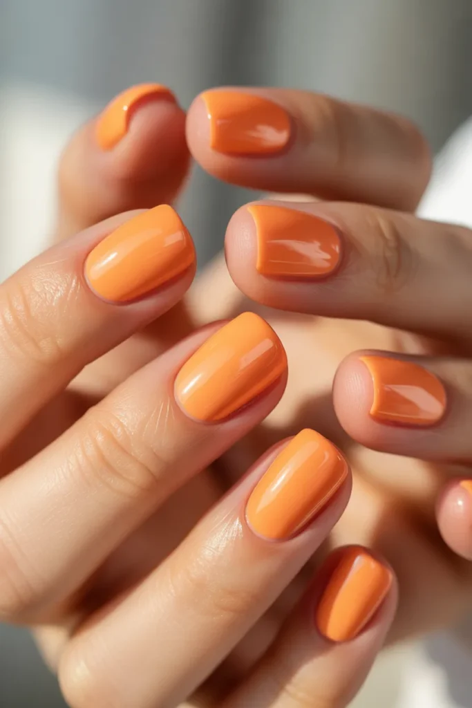 21. Peach Coral Short April Nails