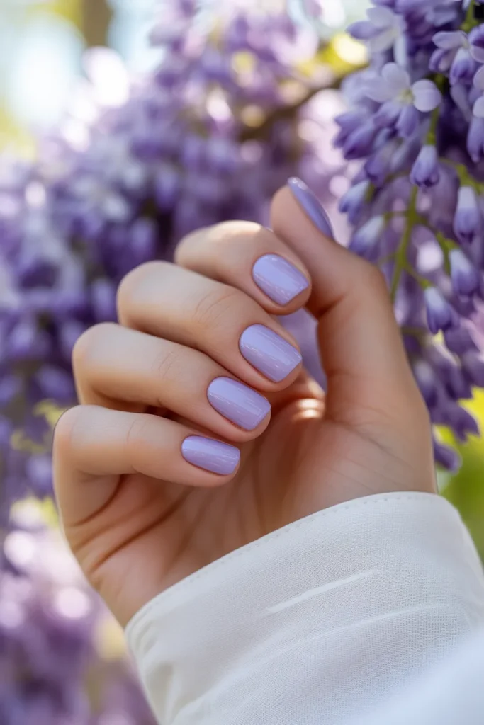 21. Short Square Spring Nails — Pastel Purple Solid